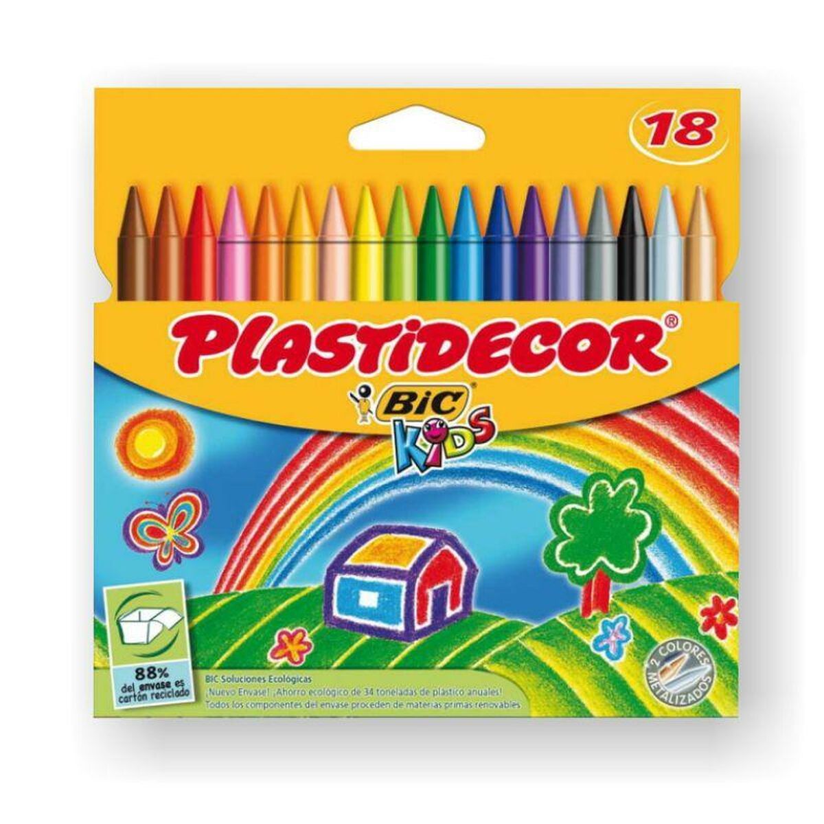 Colori a Cera Plastidecor Multicolore (12 Unità) - Immagine 2