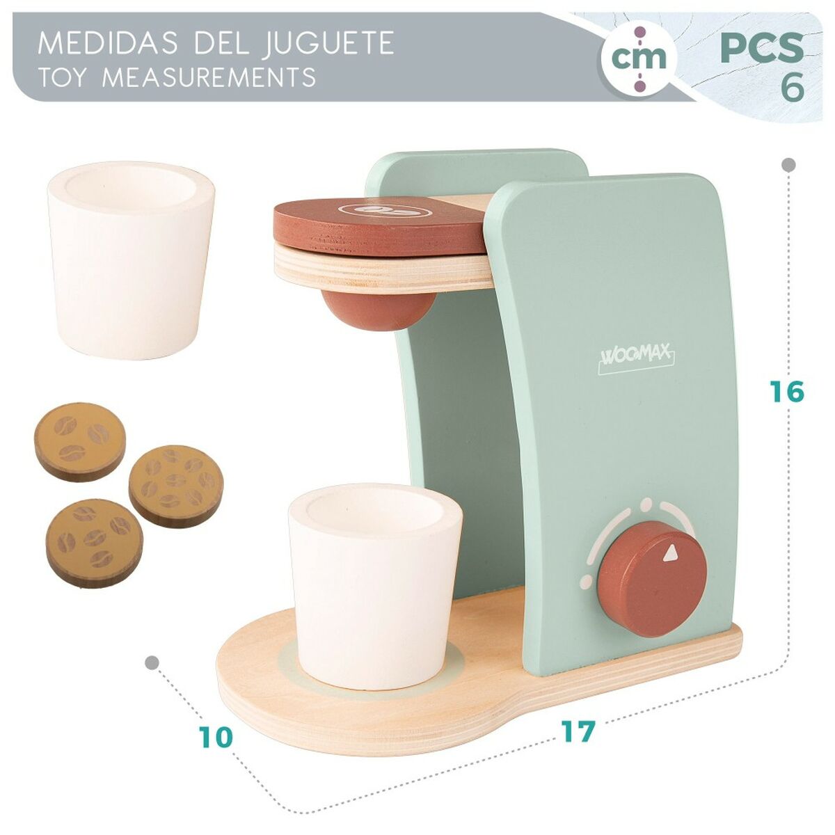 Caffettiera giocattolo Woomax 6 Pezzi (6 Unità) - Immagine 6
