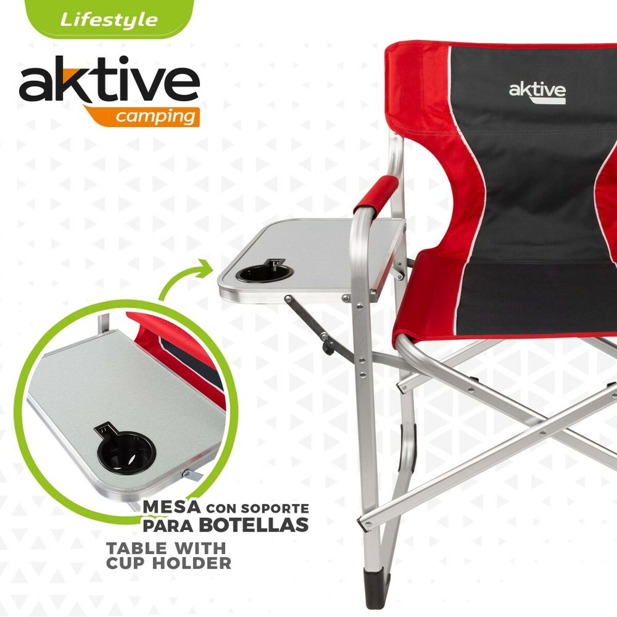 Sedia da Campeggio Pieghevole Aktive Grigio Rosso 61 x 92 x 52 cm (2 Unità) - Immagine 4