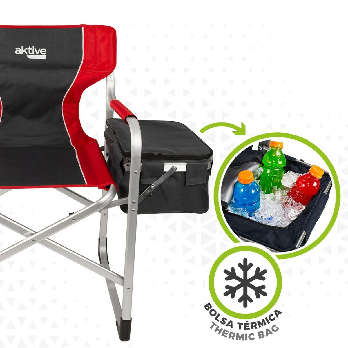 Sedia da Campeggio Pieghevole Aktive Grigio Rosso 61 x 92 x 52 cm (2 Unità) - Immagine 5