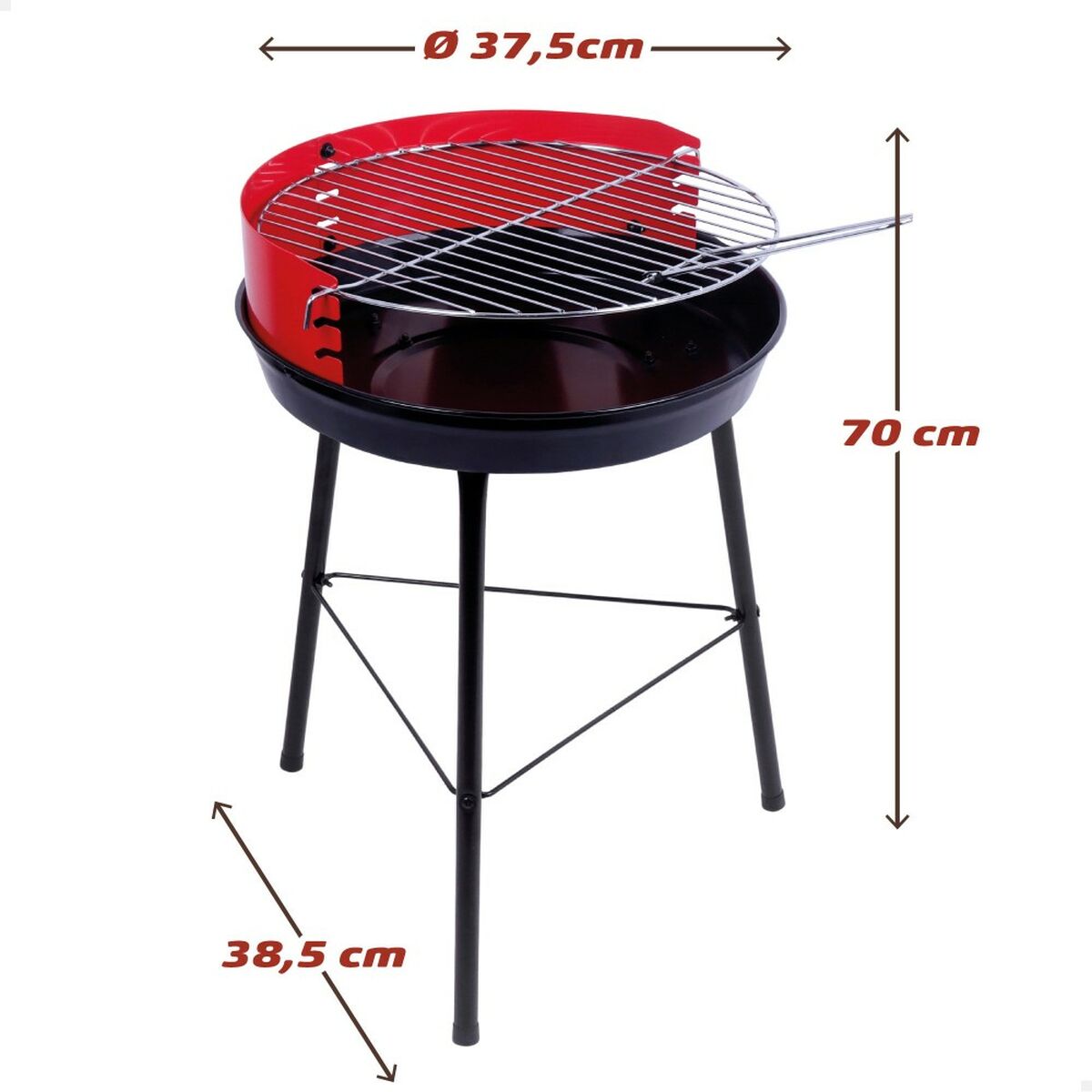 Barbecue Portatile Aktive Legno Ferro 37,5 x 70 x 38,5 cm (4 Unità) Rosso - Immagine 4