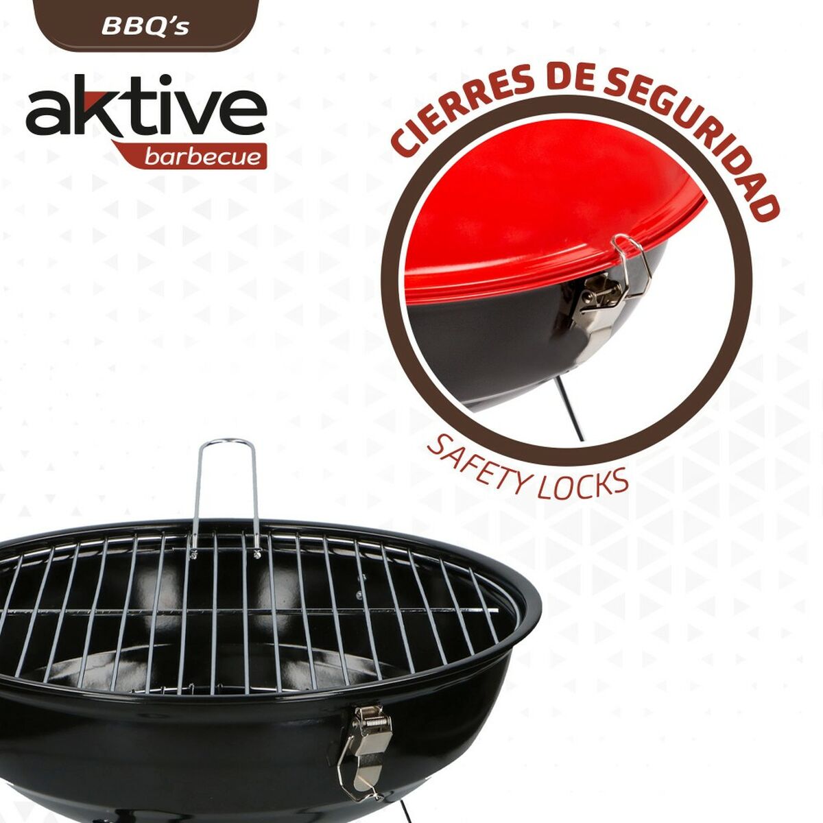 Barbecue Portatile Aktive Metallo smaltato Ø 36 cm 36 x 44 x 36 cm (4 Unità) Rosso - Immagine 4