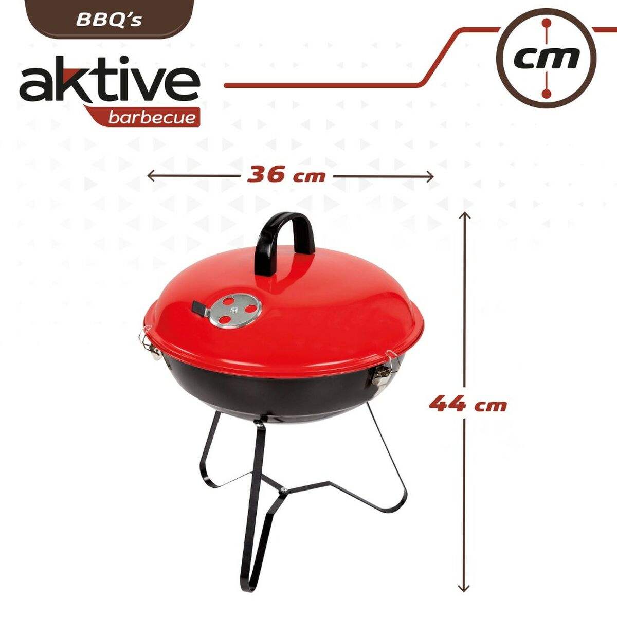 Barbecue Portatile Aktive Metallo smaltato Ø 36 cm 36 x 44 x 36 cm (4 Unità) Rosso - Immagine 6