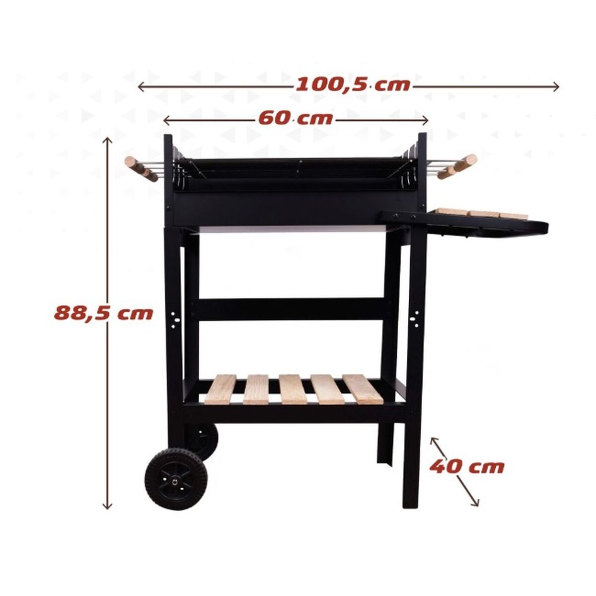 Barbecue a Carboni con Ruote Aktive Metallo smaltato 100,5 x 88,5 x 40 cm Nero - Immagine 6