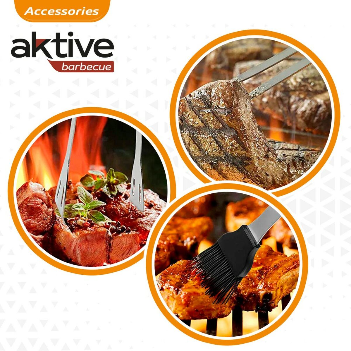 Utensili per barbecue Aktive Silicone Acciaio inossidabile 12 Unità 7,5 x 35 x 1,9 cm (5 Pezzi) - Immagine 5
