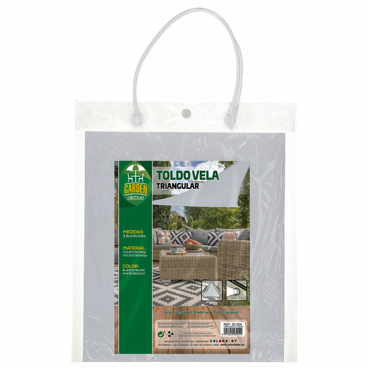 Vela parasole Aktive 360 x 0,5 x 360 cm Triangolare (6 Unità) - Immagine 5