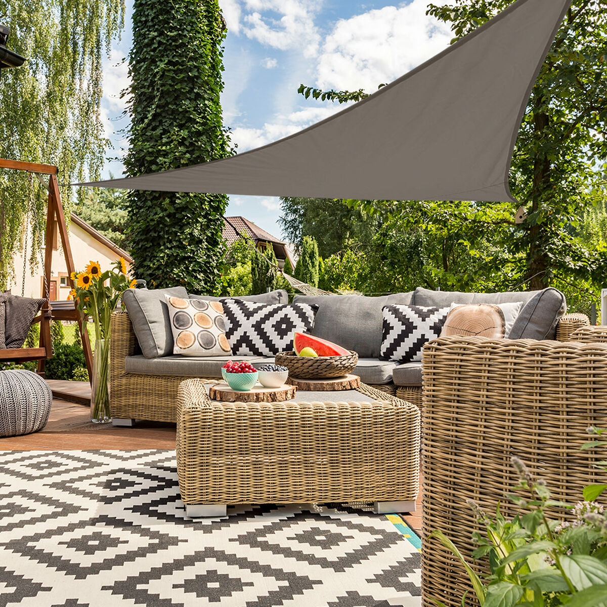 Vela parasole Aktive Grigio 360 x 0,5 x 360 cm Triangolare (6 Unità) - Immagine 4