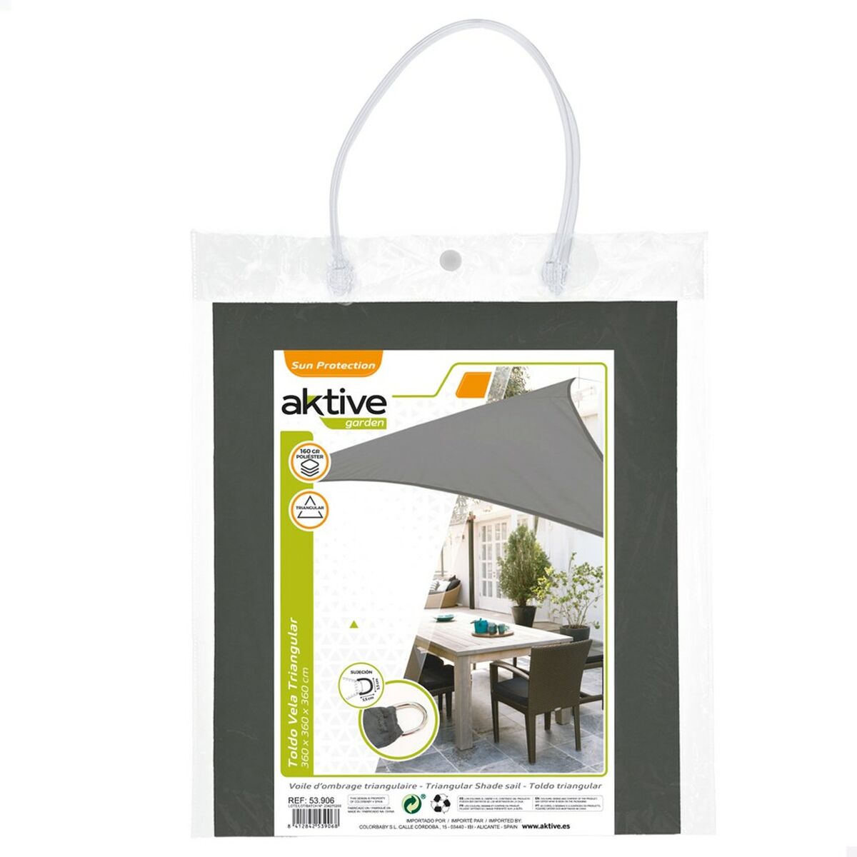 Vela parasole Aktive Grigio 360 x 0,5 x 360 cm Triangolare (6 Unità) - Immagine 5