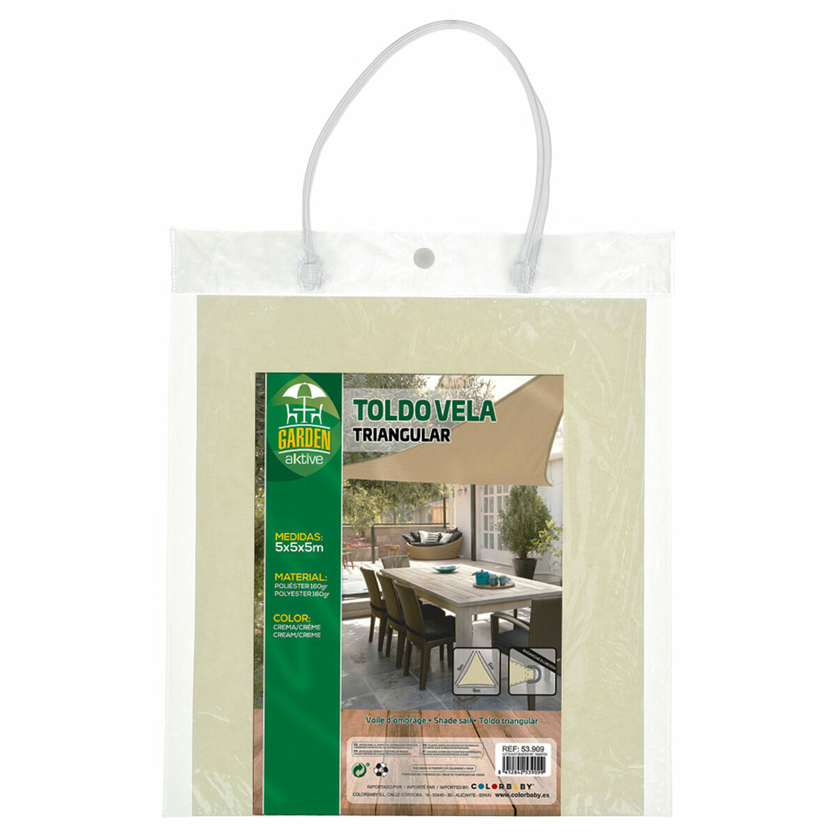 Vela parasole Aktive Crema 500 x 0,3 x 500 cm Triangolare (4 Unità) - Immagine 4