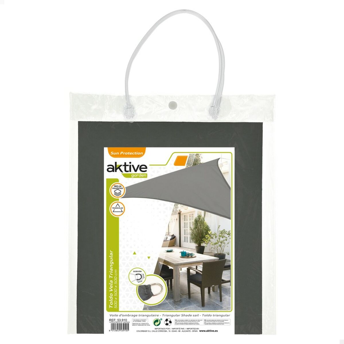Vela parasole Aktive Grigio 500 x 0,5 x 500 cm Triangolare (4 Unità) - Immagine 4