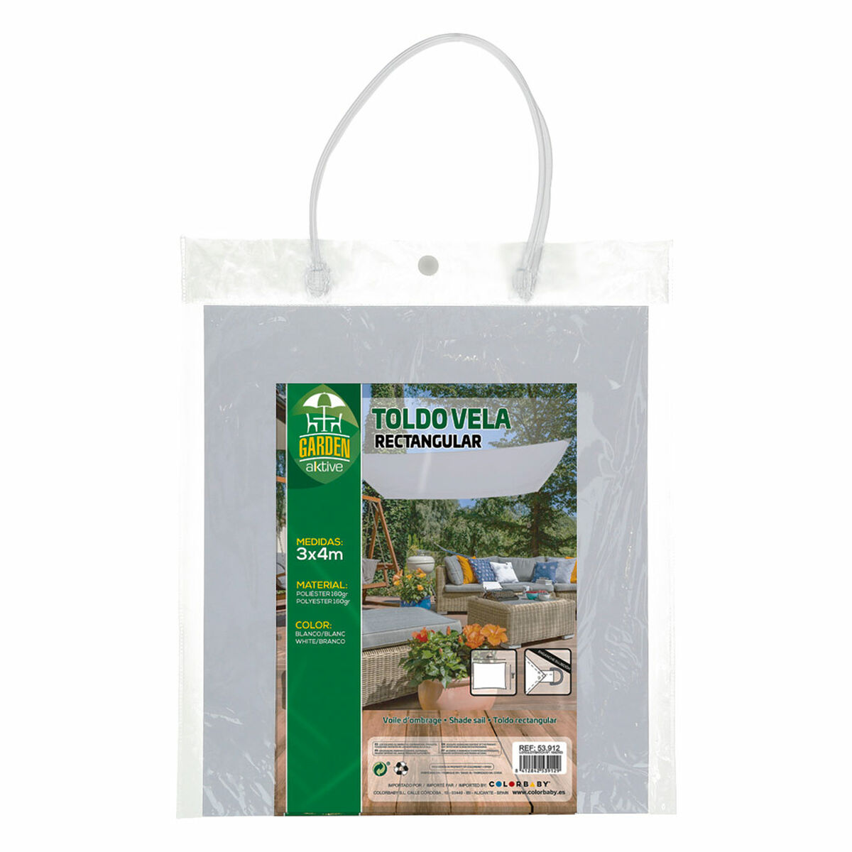 Vele parasole Aktive Triangolare Bianco 300 x 0,5 x 400 cm (4 Unità) - Immagine 4