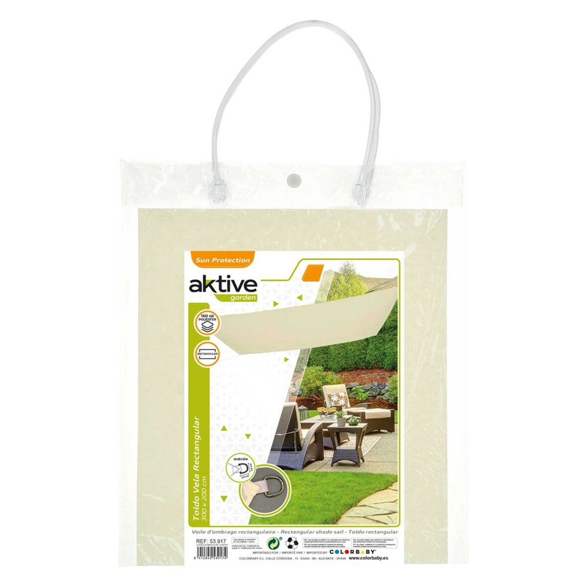 Vela parasole Aktive Crema 200 x 0,5 x 300 cm Rettangolare (6 Unità) - Immagine 5