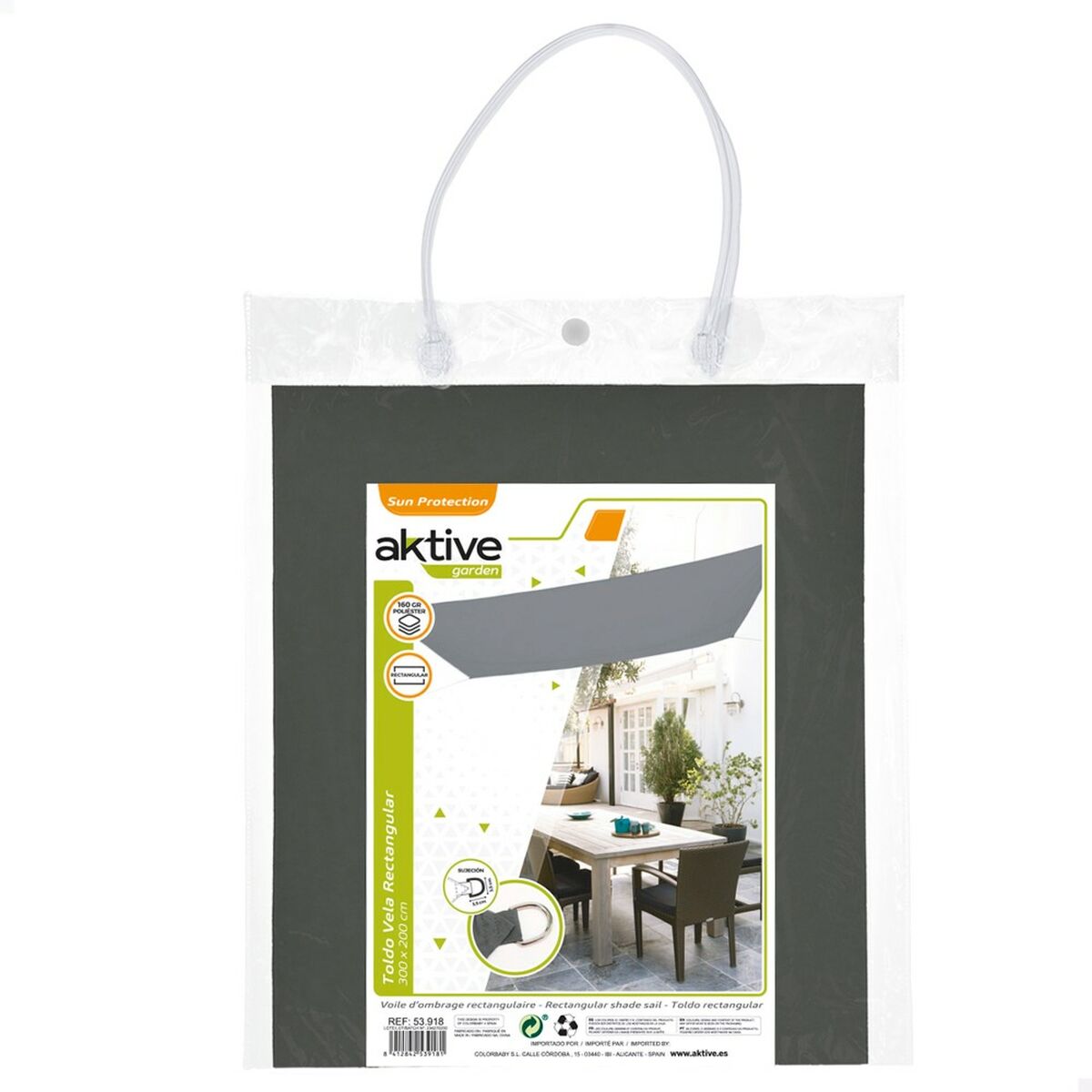 Tenda Parasole a Vela Rettangolare Aktive Grigio 200 x 0,5 x 300 cm Rettangolare (6 Unità) - Immagine 5