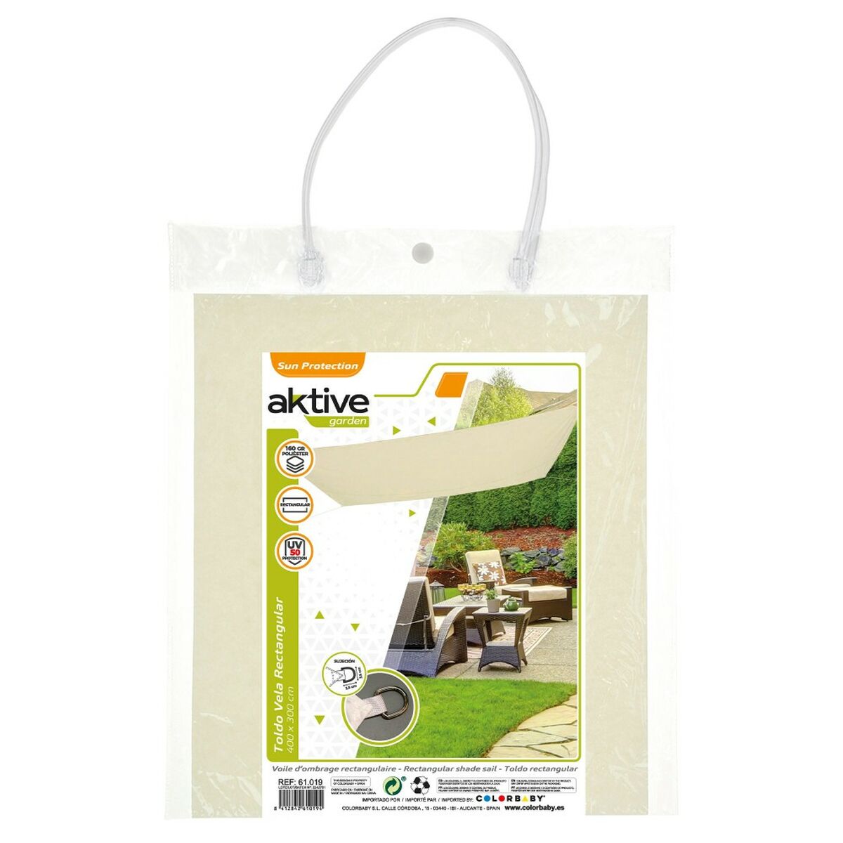 Vele parasole Aktive Triangolare Crema 300 x 400 cm (4 Unità) - Immagine 4