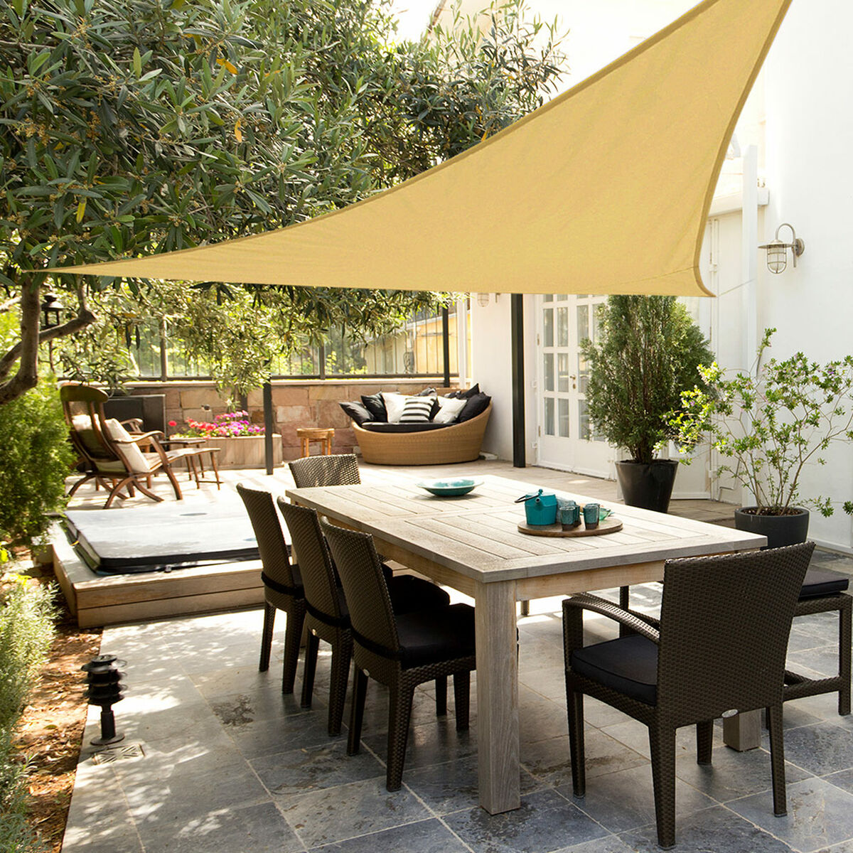 Vele parasole Aktive Triangolare Crema 500 x 500 cm (4 Unità) - Immagine 3