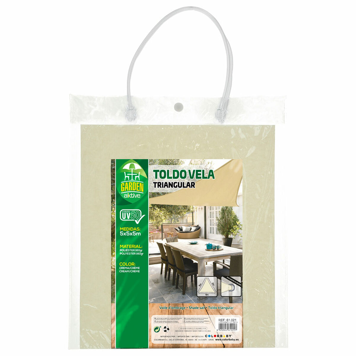 Vele parasole Aktive Triangolare Crema 500 x 500 cm (4 Unità) - Immagine 4