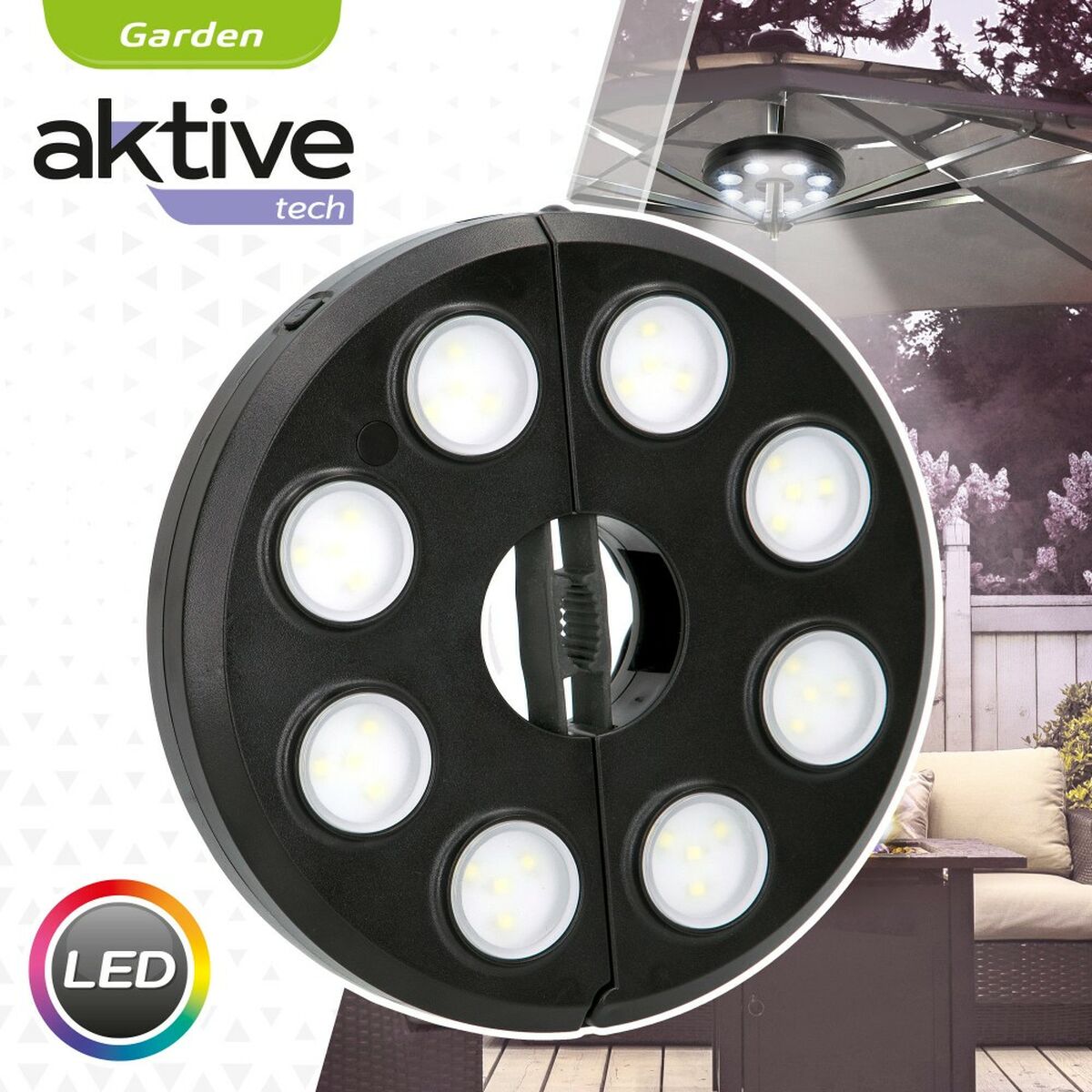 Lampada LED per Ombrellone Aktive 6 Unità - Immagine 3