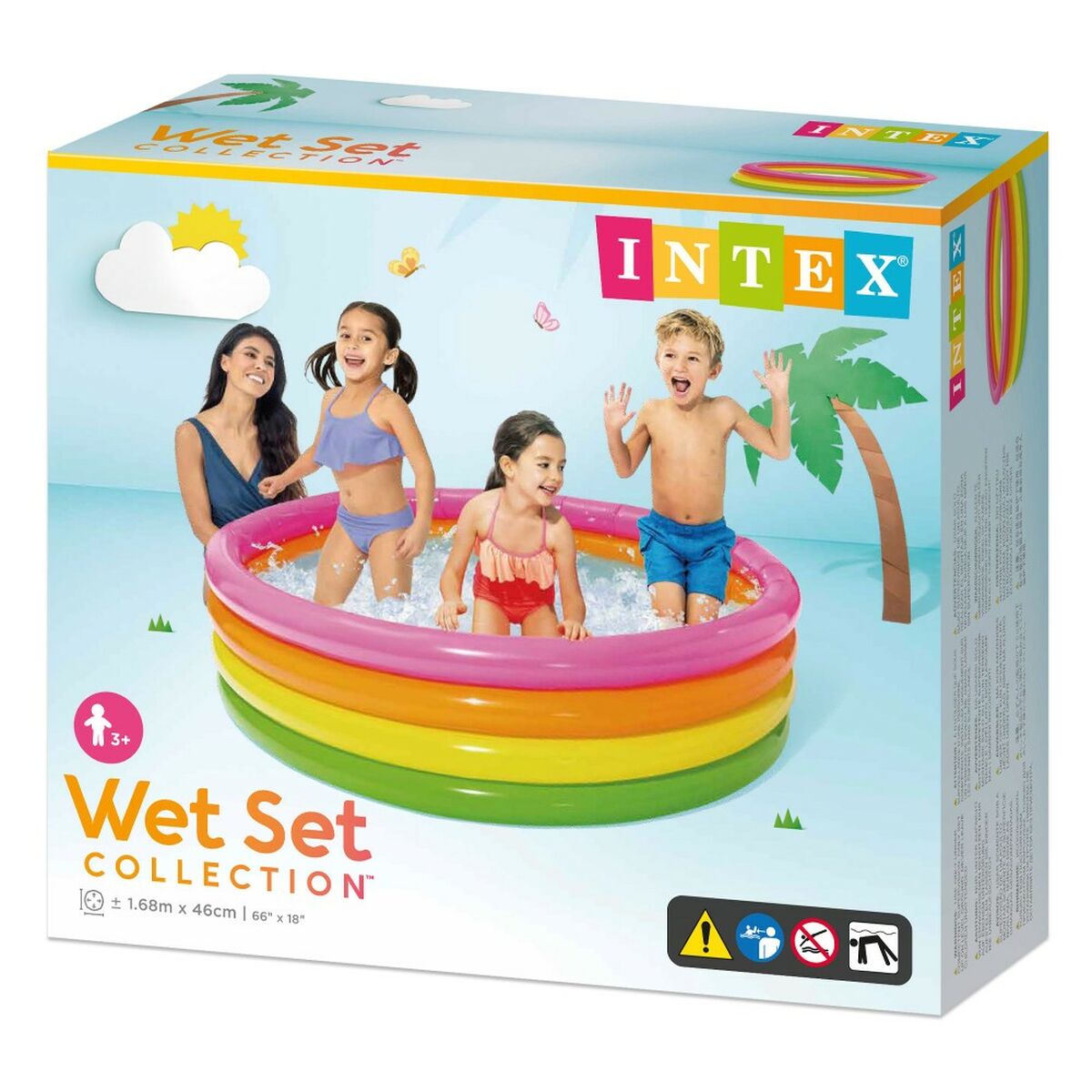 Piscina Gonfiabile per Bambini Intex Sunset Anelli 780 L 168 x 46 x 168 cm (6 Unità) - Immagine 4