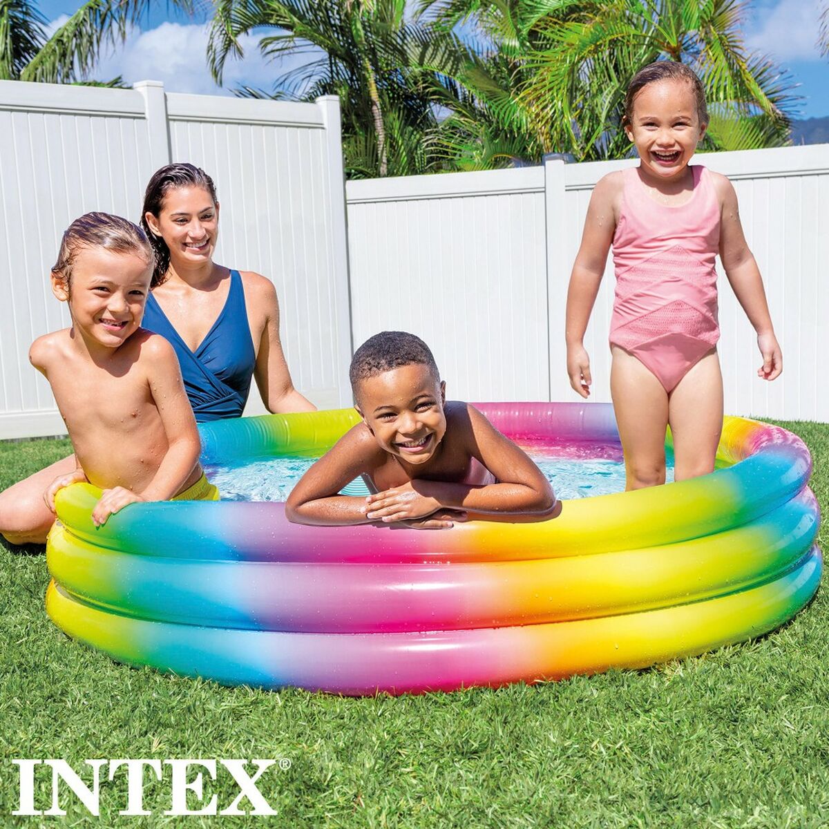 Piscina Gonfiabile per Bambini Intex Multicolore Anelli 330 L 147 x 33 x 147 cm (6 Unità) - Immagine 4
