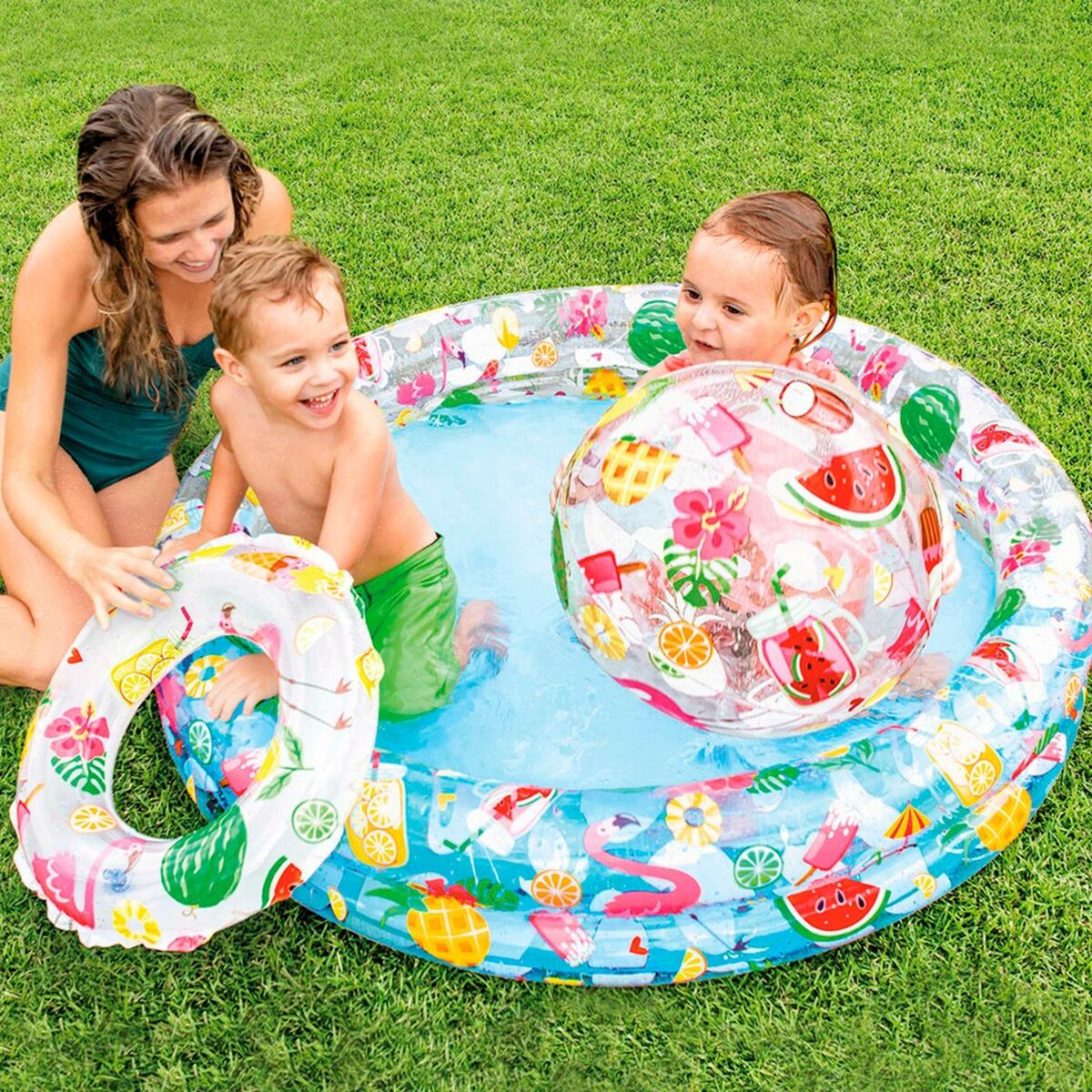 Piscina Gonfiabile per Bambini Intex Tropicale Anelli 150 l 122 x 25 cm (12 Unità) - Immagine 4