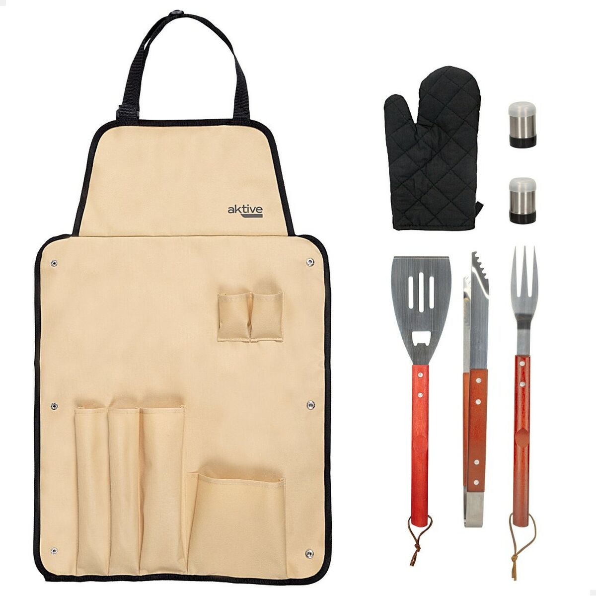 Set Utensili da Barbecue Aktive 7 Pezzi Barbecue Acciaio inossidabile 42 x 67 x 3 cm (4 Unità) - Immagine 2