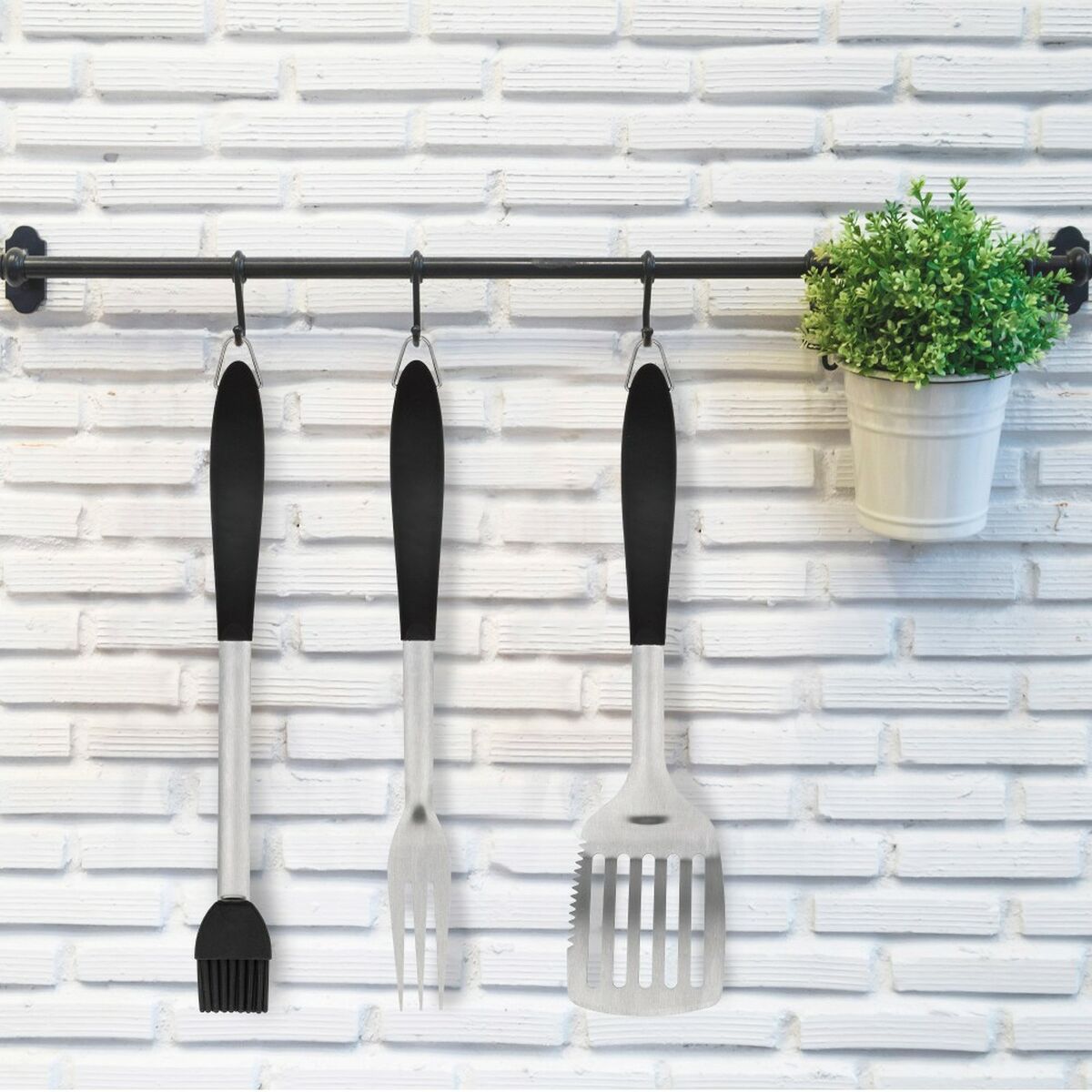 Set Utensili da Barbecue Aktive 4 Pezzi Barbecue Acciaio inossidabile 10 x 42 x 4 cm (4 Unità) - Immagine 4