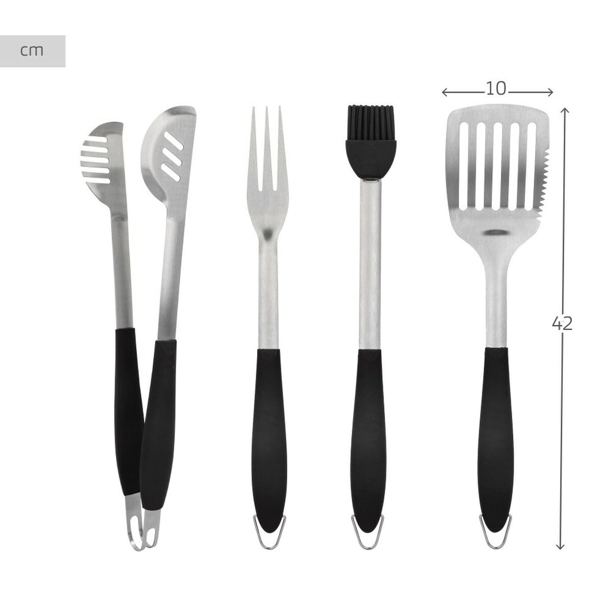 Set Utensili da Barbecue Aktive 4 Pezzi Barbecue Acciaio inossidabile 10 x 42 x 4 cm (4 Unità) - Immagine 5