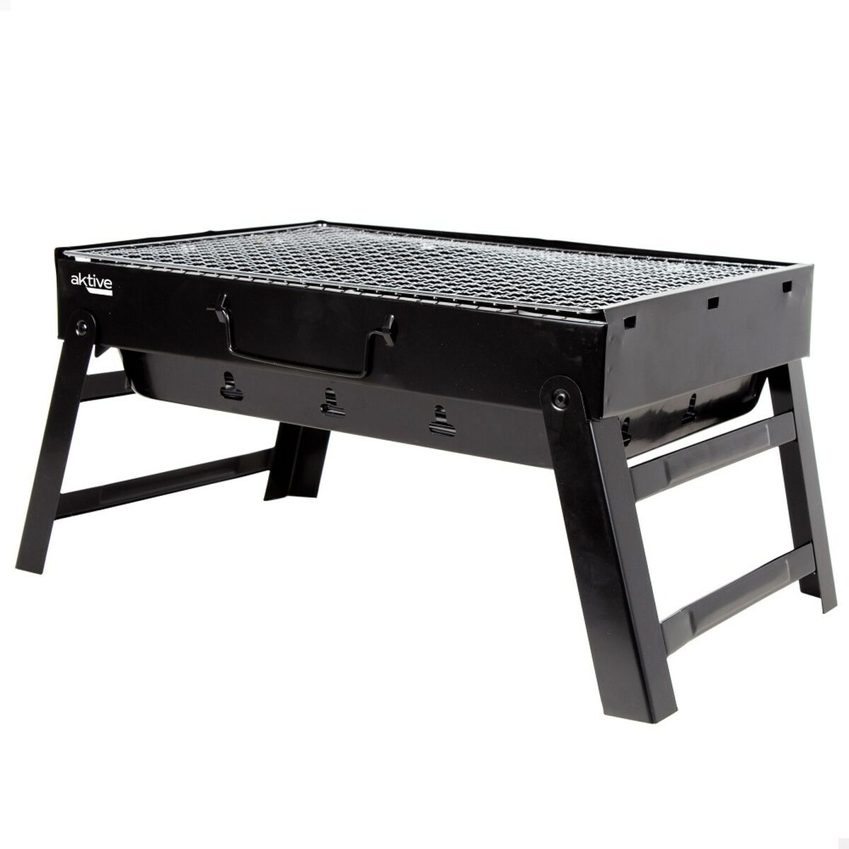 Barbecue Portatile Aktive Rettangolare Nero 50 x 23 x 30 cm (2 Unità) - Immagine 2