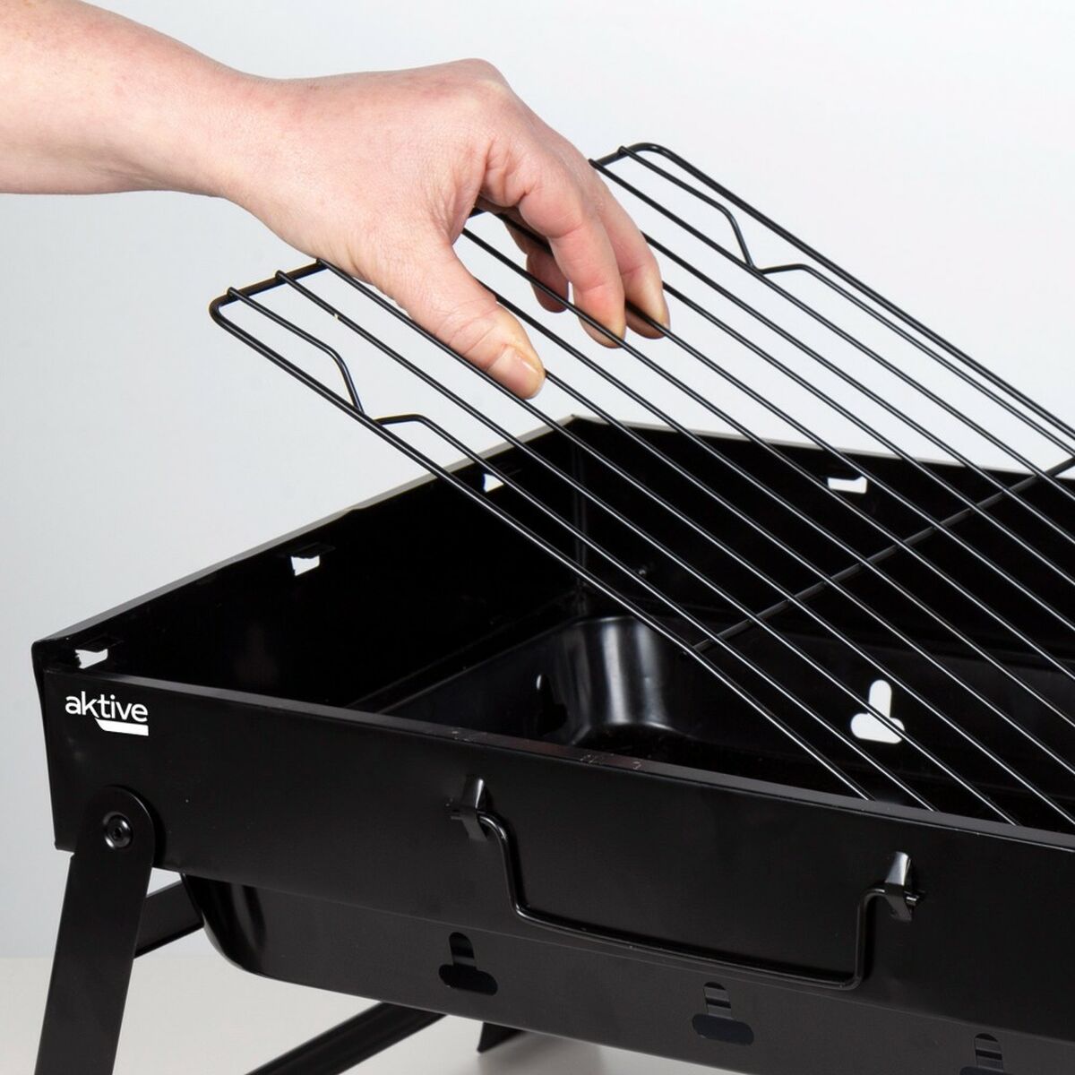 Barbecue Portatile Aktive Rettangolare Nero 50 x 23 x 30 cm (2 Unità) - Immagine 6