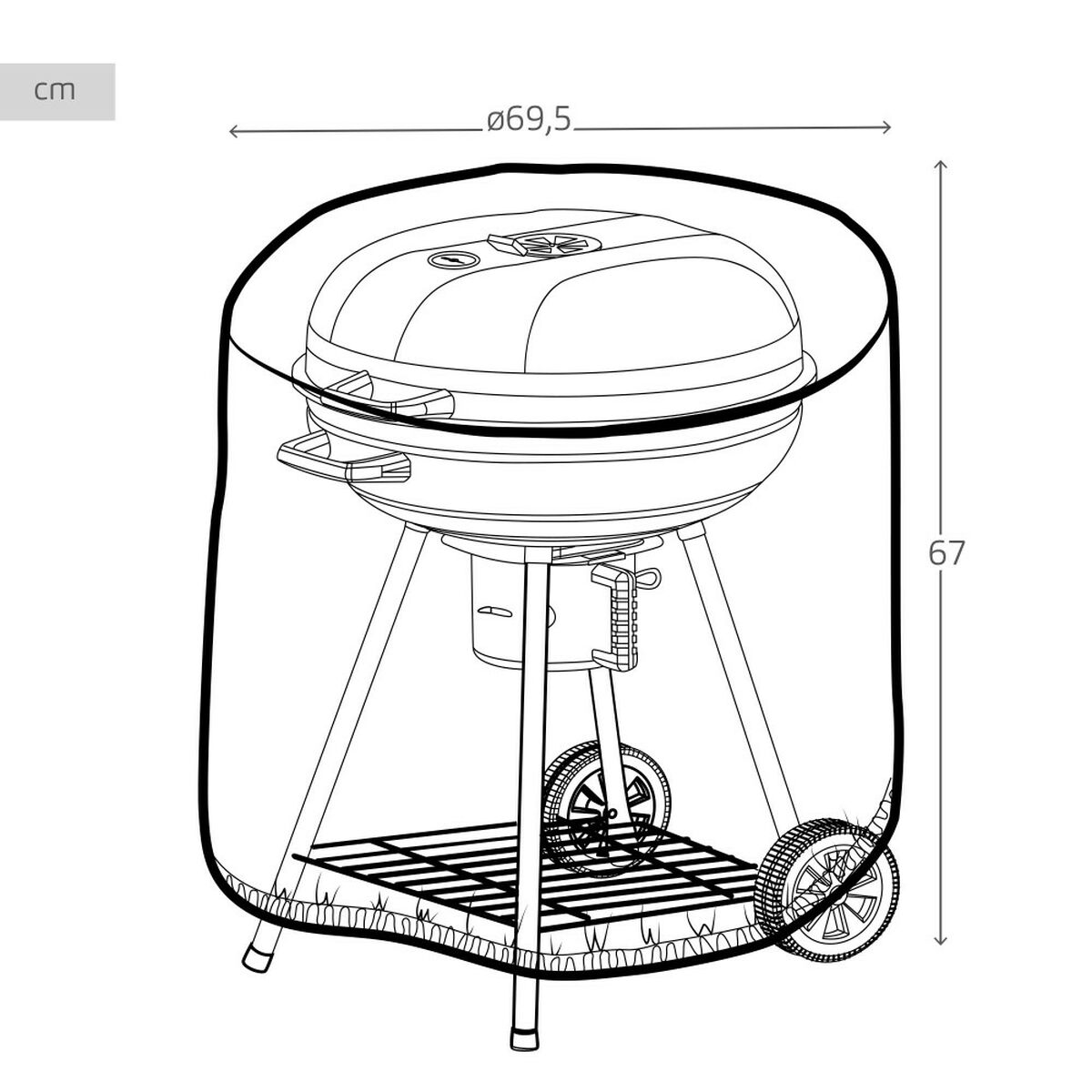 Coperchio di protezione per barbecue Aktive Nero 6 Unità 69,5 x 67 x 69,5 cm - Immagine 5
