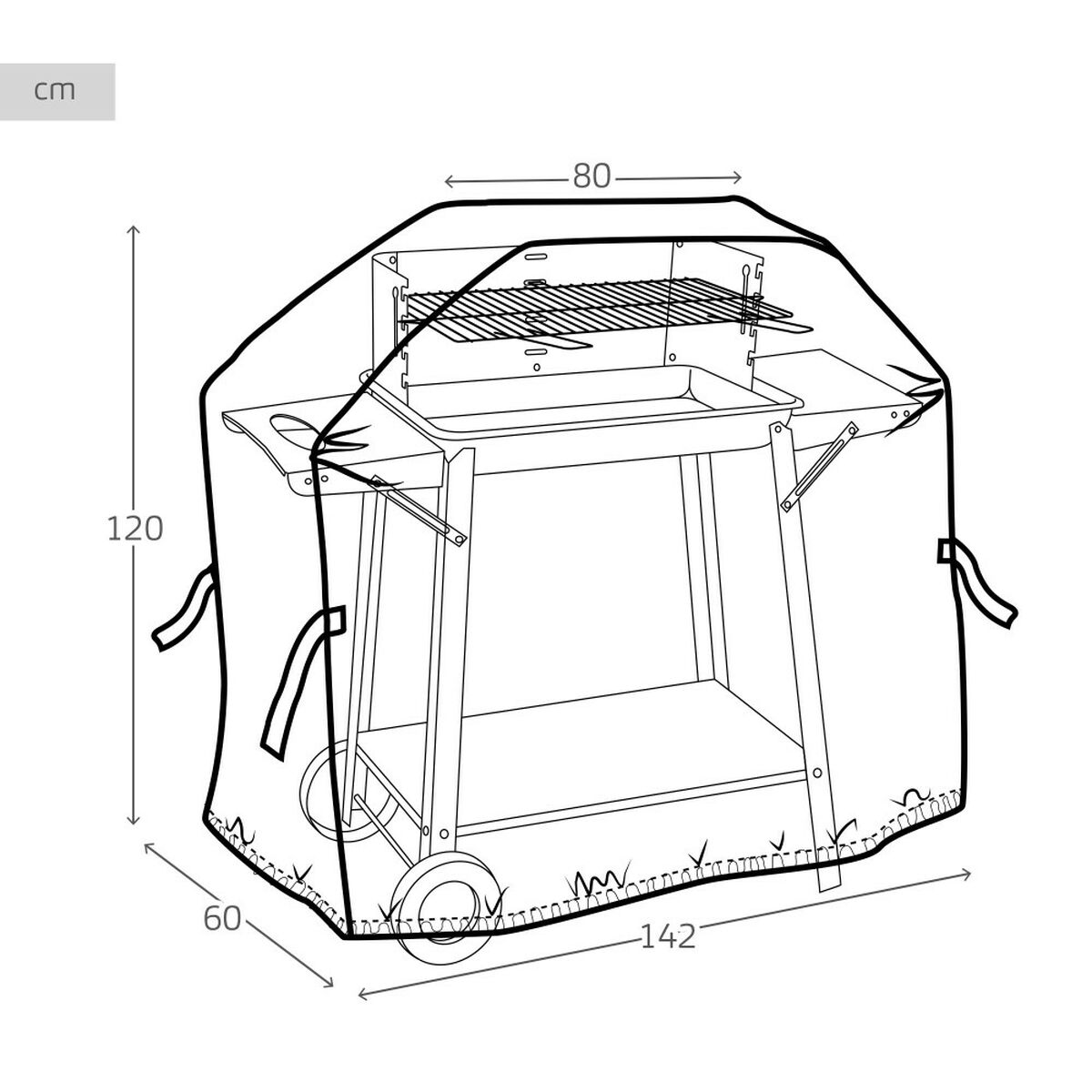 Coperchio di protezione per barbecue Aktive Nero 4 Unità 142 x 120 x 60 cm - Immagine 5