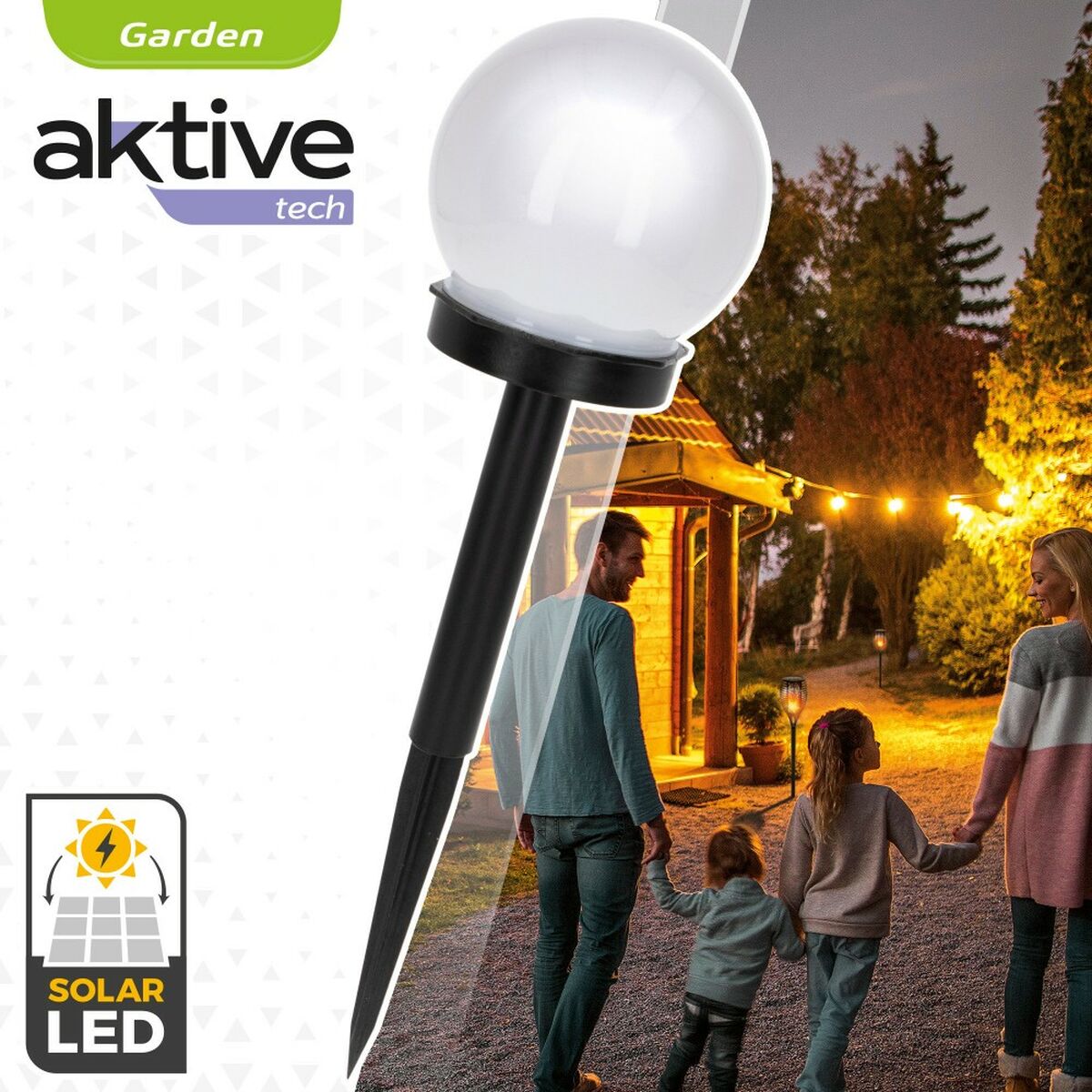 Picchetto solare da giardino Aktive Plastica 10 x 34 x 10 cm (24 Unità) - Immagine 3