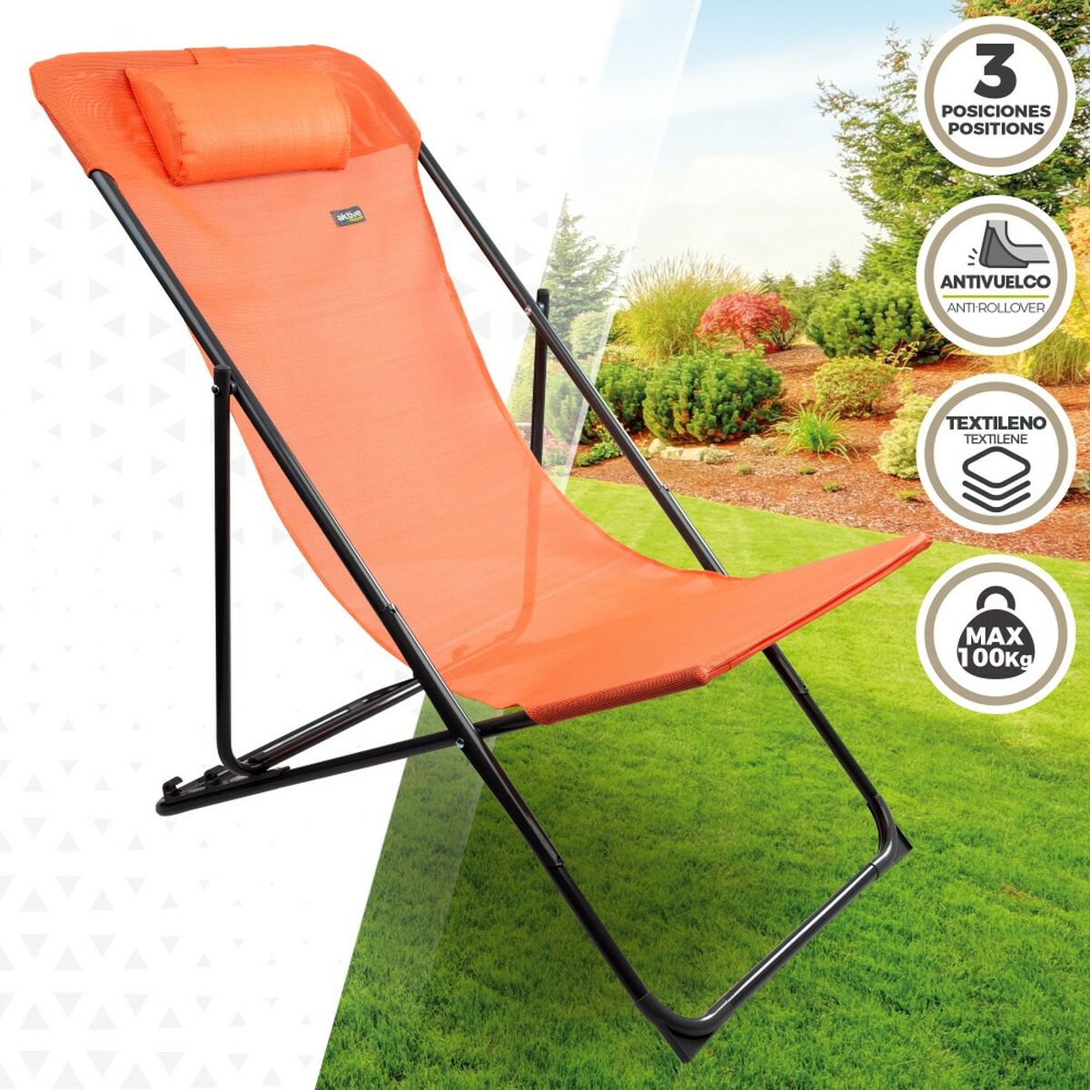 Lettino reclinabile Aktive Arancio 53 x 87 x 78 cm (4 Unità) - Immagine 3