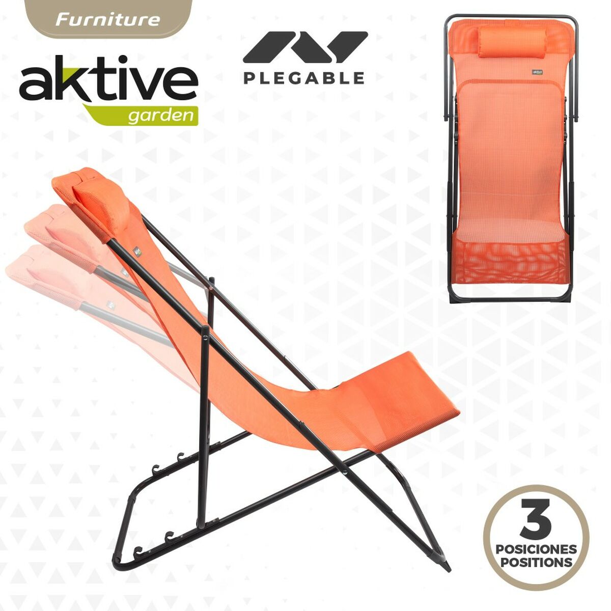 Lettino reclinabile Aktive Arancio 53 x 87 x 78 cm (4 Unità) - Immagine 4