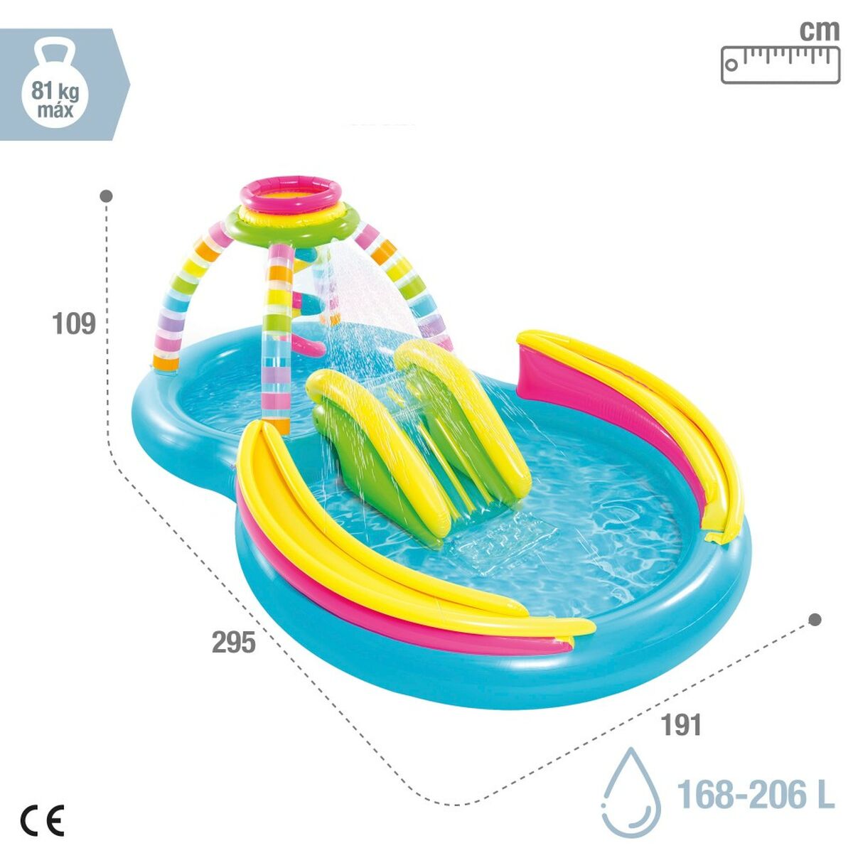 Piscina Gonfiabile per Bambini Intex Arcobaleno 374 L 295 x 109 x 191 cm (2 Unità) - Immagine 5