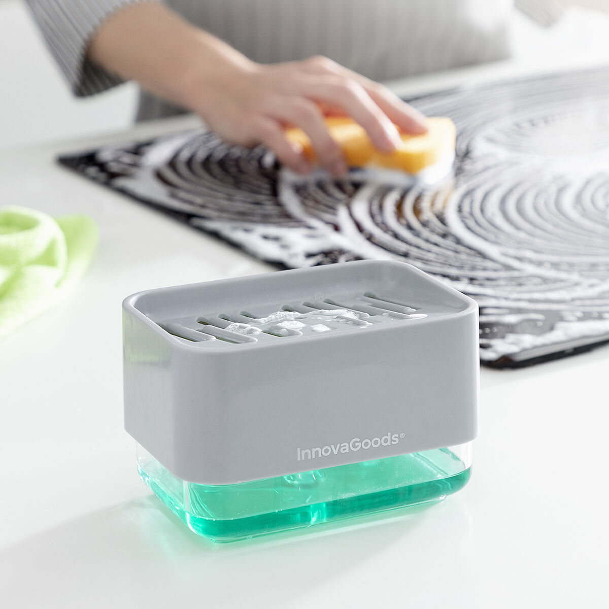 Dispenser di Sapone 2 in 1 per Lavandino Pushoap InnovaGoods - Immagine 6