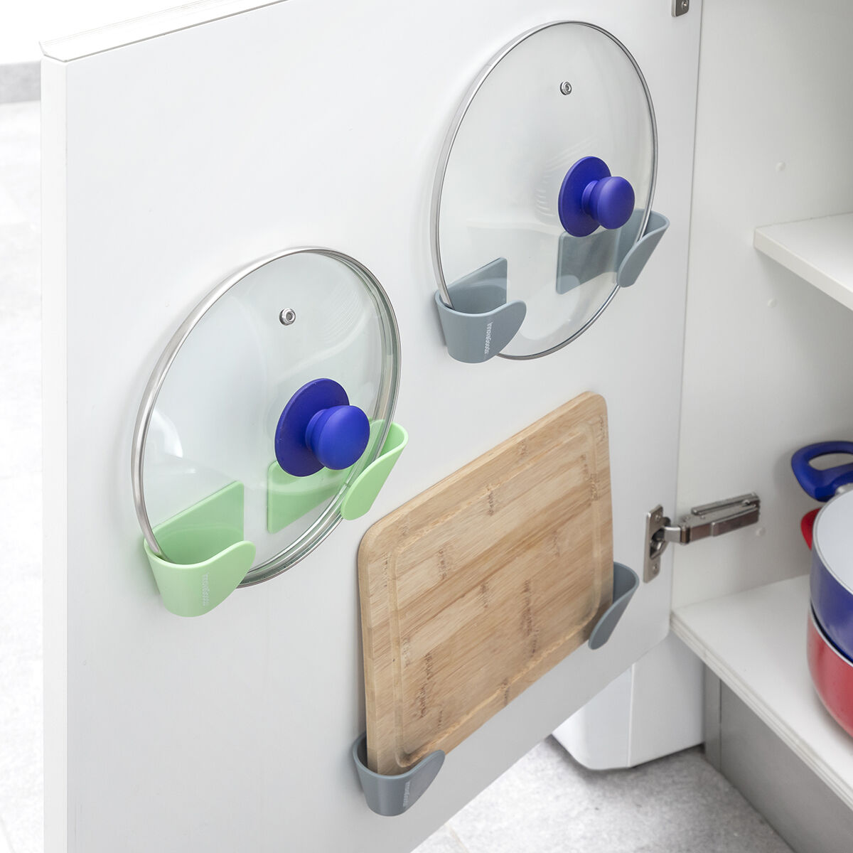 Set di 3 Supporti Adesivi per Coperchi da Cucina Smarack InnovaGoods - Immagine 2